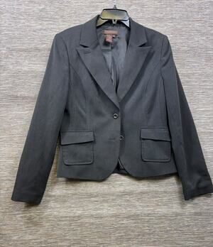 Chadwicks Blazer Jacket Womens 12 Black Two Button Lined Stretch Career Office